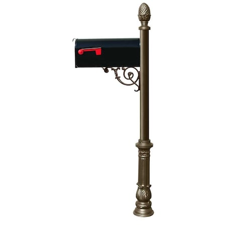 Qualarc Post system w/E1 Economy mailbox, ornate base, pineapple finial LPST-703-E1-BZ